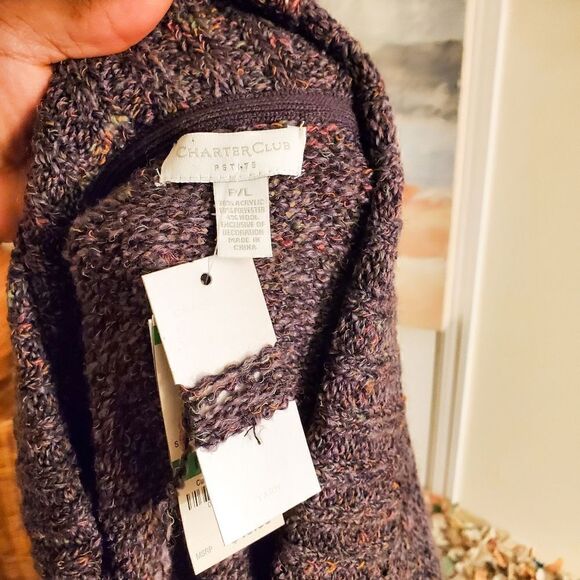 Charter Club Fafa Aubergine P/L Acrylic Blend Sweater. - Picture 2 of 13